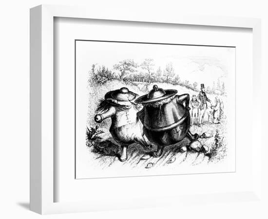 The Two Pots, Illustration for 'Fables' of La Fontaine (1621-95), Published by H. Fournier Aine,…-J.J. Grandville-Framed Giclee Print