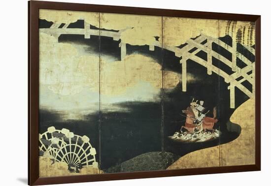 The Two Rival Generals, Sakasi Takatsuna and Kajiwara Kagesue, at the Battle of the Uji River-Tosa Mitsuyoshi-Framed Giclee Print