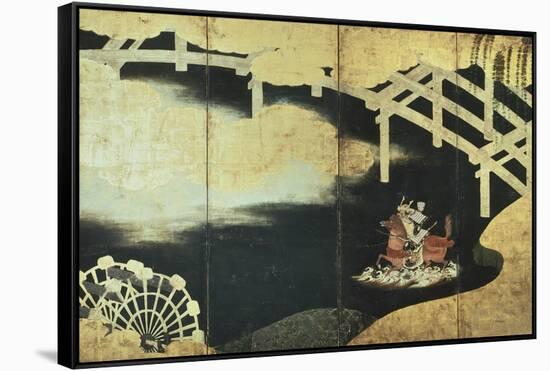 The Two Rival Generals, Sakasi Takatsuna and Kajiwara Kagesue, at the Battle of the Uji River-Tosa Mitsuyoshi-Framed Stretched Canvas