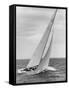 The Two Sail Sailboat Vigorously Gliding Through the Water During the America's Cup Trail-George Silk-Framed Stretched Canvas