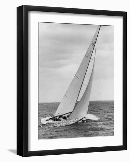 The Two Sail Sailboat Vigorously Gliding Through the Water During the America's Cup Trail-George Silk-Framed Photographic Print