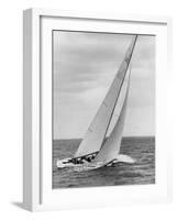 The Two Sail Sailboat Vigorously Gliding Through the Water During the America's Cup Trail-George Silk-Framed Photographic Print