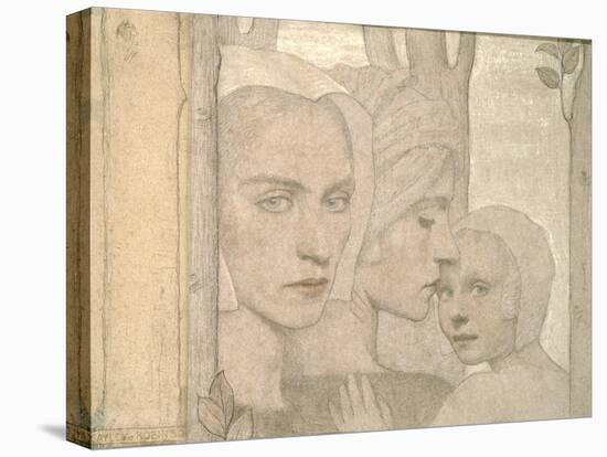 The Two Sisters, 1908 (Pencil and Chalk on Paper)-Frederick Cayley Robinson-Stretched Canvas