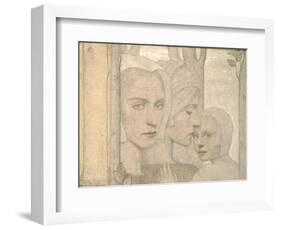 The Two Sisters, 1908 (Pencil and Chalk on Paper)-Frederick Cayley Robinson-Framed Giclee Print