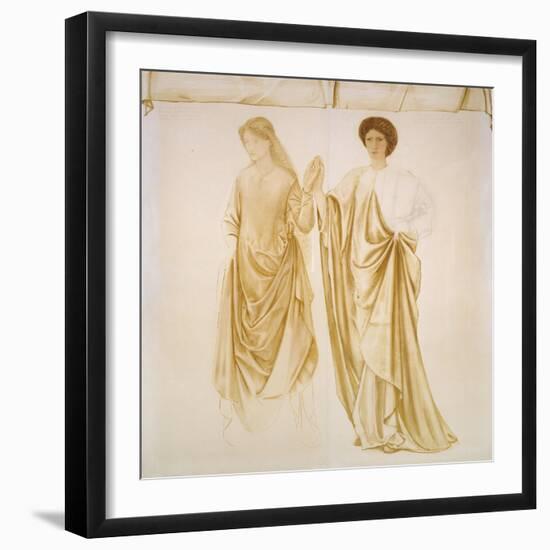 The Two Wives of Jason, before 1872 (Watercolour and Bodycolour over Black Chalk on Paper)-Edward Burne-Jones-Framed Giclee Print