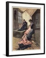 The Two Women Took up their Work Again (Colour Litho)-Dudley Hardy-Framed Giclee Print