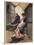 The Two Women Took up their Work Again (Colour Litho)-Dudley Hardy-Stretched Canvas