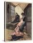 The Two Women Took up their Work Again (Colour Litho)-Dudley Hardy-Stretched Canvas