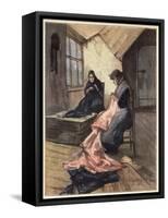 The Two Women Took up their Work Again (Colour Litho)-Dudley Hardy-Framed Stretched Canvas