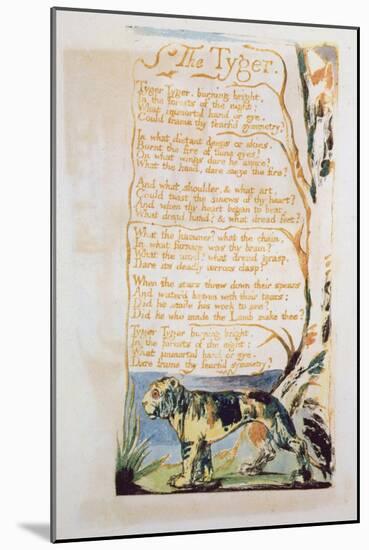 The Tyger, from Songs of Innocence-William Blake-Mounted Giclee Print