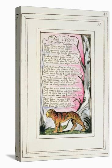 The Tyger: Plate 43 from 'Songs of Innocence and of Experience' C.1802-08-William Blake-Stretched Canvas