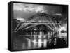 The Tyne Bridge Illuminated at Night circa 1969-null-Framed Stretched Canvas