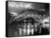 The Tyne Bridge Illuminated at Night circa 1969-null-Framed Stretched Canvas