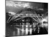 The Tyne Bridge Illuminated at Night circa 1969-null-Mounted Premium Photographic Print
