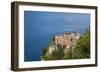 The typical village of Varenna surrounded by the blue water of Lake Como and gardens, Italy-Roberto Moiola-Framed Photographic Print