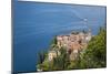 The typical village of Varenna surrounded by the blue water of Lake Como and gardens, Italy-Roberto Moiola-Mounted Photographic Print