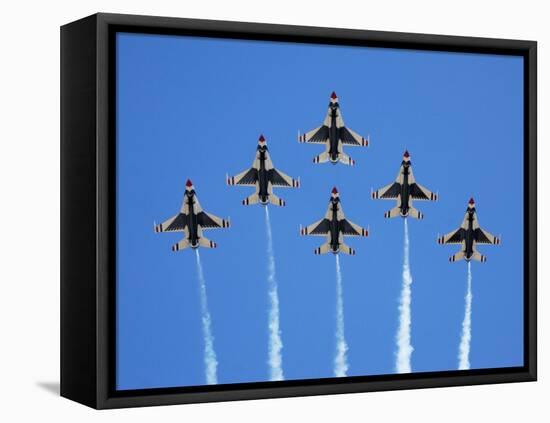 The U.S. Air Force Thunderbirds Perform a 6-ship Formation Flyby During An Air Show-Stocktrek Images-Framed Stretched Canvas