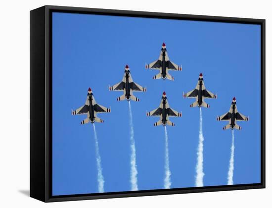 The U.S. Air Force Thunderbirds Perform a 6-ship Formation Flyby During An Air Show-Stocktrek Images-Framed Stretched Canvas