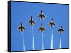The U.S. Air Force Thunderbirds Perform a 6-ship Formation Flyby During An Air Show-Stocktrek Images-Framed Stretched Canvas