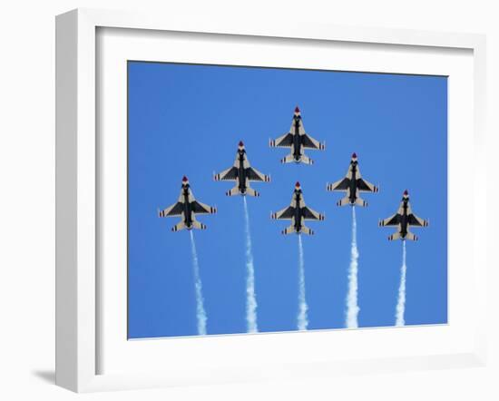 The U.S. Air Force Thunderbirds Perform a 6-ship Formation Flyby During An Air Show-Stocktrek Images-Framed Premium Photographic Print