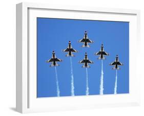 The U.S. Air Force Thunderbirds Perform a 6-ship Formation Flyby During An Air Show-Stocktrek Images-Framed Premium Photographic Print