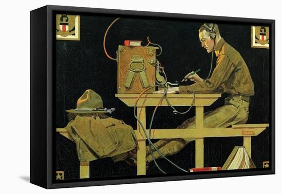 The U.S. Army Teaches Trades (or The Telegrapher)-Norman Rockwell-Framed Stretched Canvas