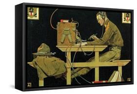 The U.S. Army Teaches Trades (or The Telegrapher)-Norman Rockwell-Framed Stretched Canvas