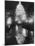 The U.S. Capitol Builing in a Light Night Rain-null-Mounted Photo