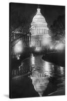 The U.S. Capitol Builing in a Light Night Rain-null-Stretched Canvas