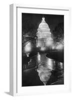 The U.S. Capitol Builing in a Light Night Rain-null-Framed Art Print