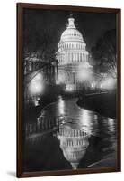 The U.S. Capitol Builing in a Light Night Rain-null-Framed Art Print