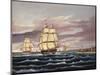 The U.S. Frigate United States and the Captured H. B. M. Frigate Macedonian Off Sandy Hook-Thomas Chambers-Mounted Giclee Print