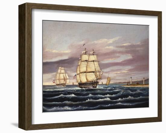 The U.S. Frigate United States and the Captured H. B. M. Frigate Macedonian Off Sandy Hook-Thomas Chambers-Framed Giclee Print