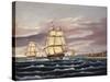 The U.S. Frigate United States and the Captured H. B. M. Frigate Macedonian Off Sandy Hook-Thomas Chambers-Stretched Canvas