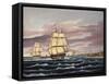 The U.S. Frigate United States and the Captured H. B. M. Frigate Macedonian Off Sandy Hook-Thomas Chambers-Framed Stretched Canvas