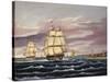 The U.S. Frigate United States and the Captured H. B. M. Frigate Macedonian Off Sandy Hook-Thomas Chambers-Stretched Canvas