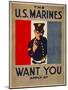 The U.S. Marines Want You, circa 1917-Charles Buckles Falls-Mounted Art Print