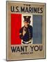 The U.S. Marines Want You, circa 1917-Charles Buckles Falls-Mounted Art Print