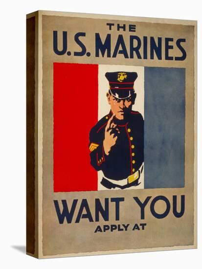 The U.S. Marines Want You, circa 1917-Charles Buckles Falls-Stretched Canvas