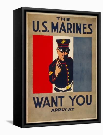 The U.S. Marines Want You, circa 1917-Charles Buckles Falls-Framed Stretched Canvas