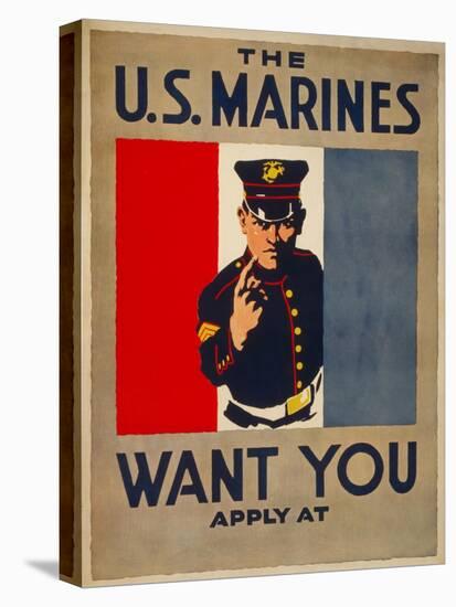 The U.S. Marines Want You, circa 1917-Charles Buckles Falls-Stretched Canvas