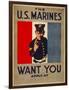 The U.S. Marines Want You, circa 1917-Charles Buckles Falls-Framed Art Print