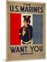 The U.S. Marines Want You, circa 1917-Charles Buckles Falls-Mounted Art Print