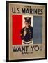 The U.S. Marines Want You, circa 1917-Charles Buckles Falls-Framed Art Print