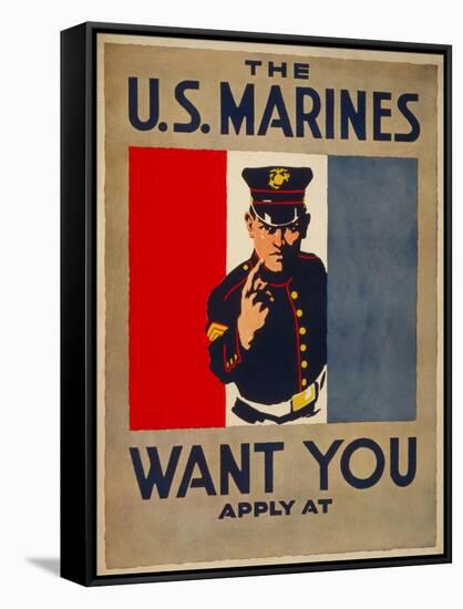 The U.S. Marines Want You, circa 1917-Charles Buckles Falls-Framed Stretched Canvas