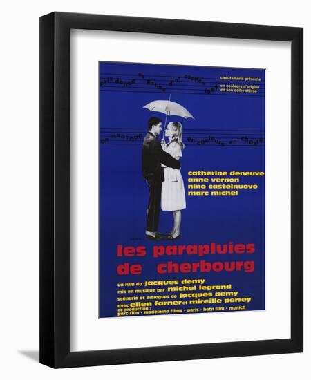 The Umbrellas of Cherbourg, French Movie Poster, 1964-null-Framed Art Print