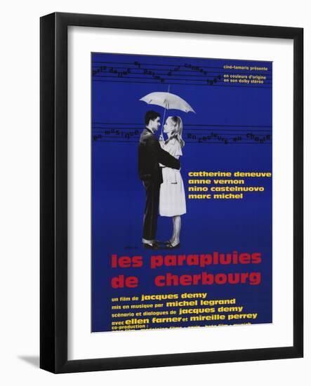 The Umbrellas of Cherbourg, French Movie Poster, 1964-null-Framed Art Print