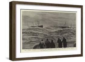 The Umbria Disabled in Mid-Atlantic, the Manhansett Steaming Off on the Arrival of the Gallia-null-Framed Giclee Print