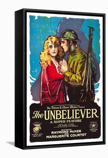 THE UNBELIEVER, l-r: Marguerite Courtot, Raymond McKee on poster art, 1918-null-Framed Stretched Canvas