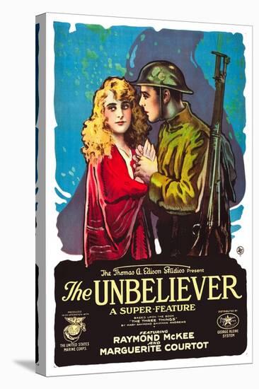 THE UNBELIEVER, l-r: Marguerite Courtot, Raymond McKee on poster art, 1918-null-Stretched Canvas